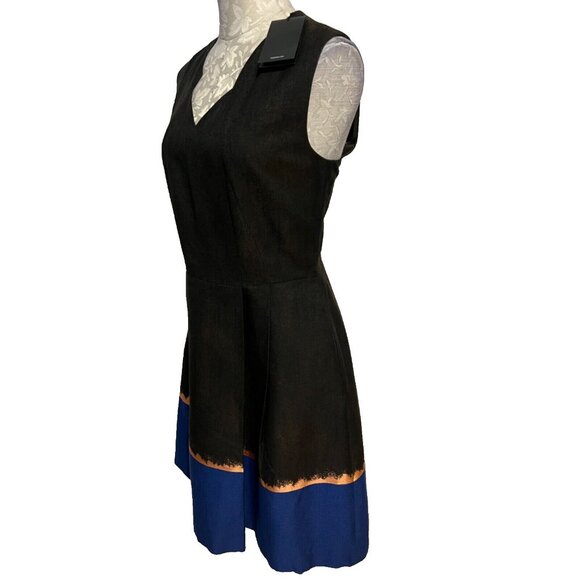 Hugo Boss Dress 8 Gray Black Gold Blue A Line Pockets NWT $495 NEW - Picture 5 of 13